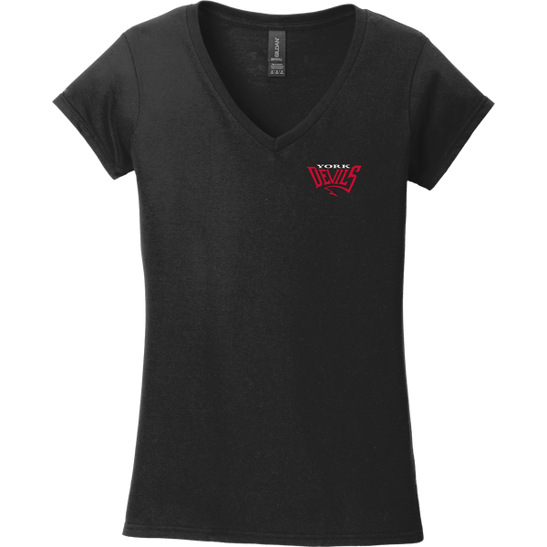 York Devils Softstyle Ladies Fit V-Neck T-Shirt