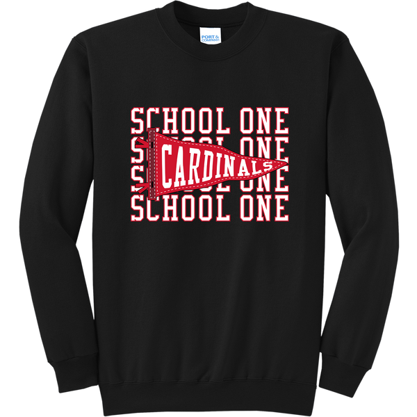 School One Elementary Adult "Pennant' Fleece Crewneck Sweatshirt