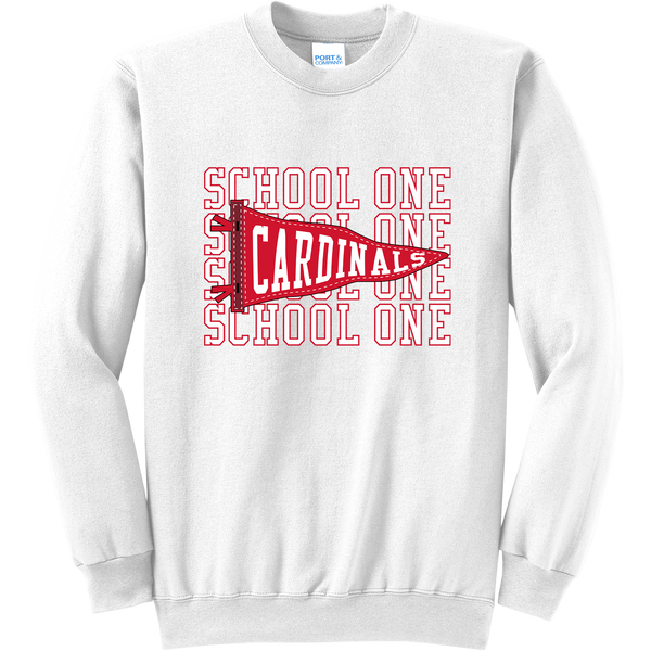 School One Elementary Adult "Pennant' Fleece Crewneck Sweatshirt