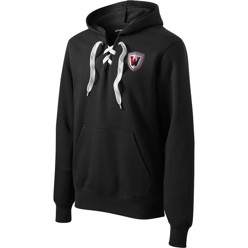 Wall Hockey Lace Up Pullover Hooded Sweatshirt