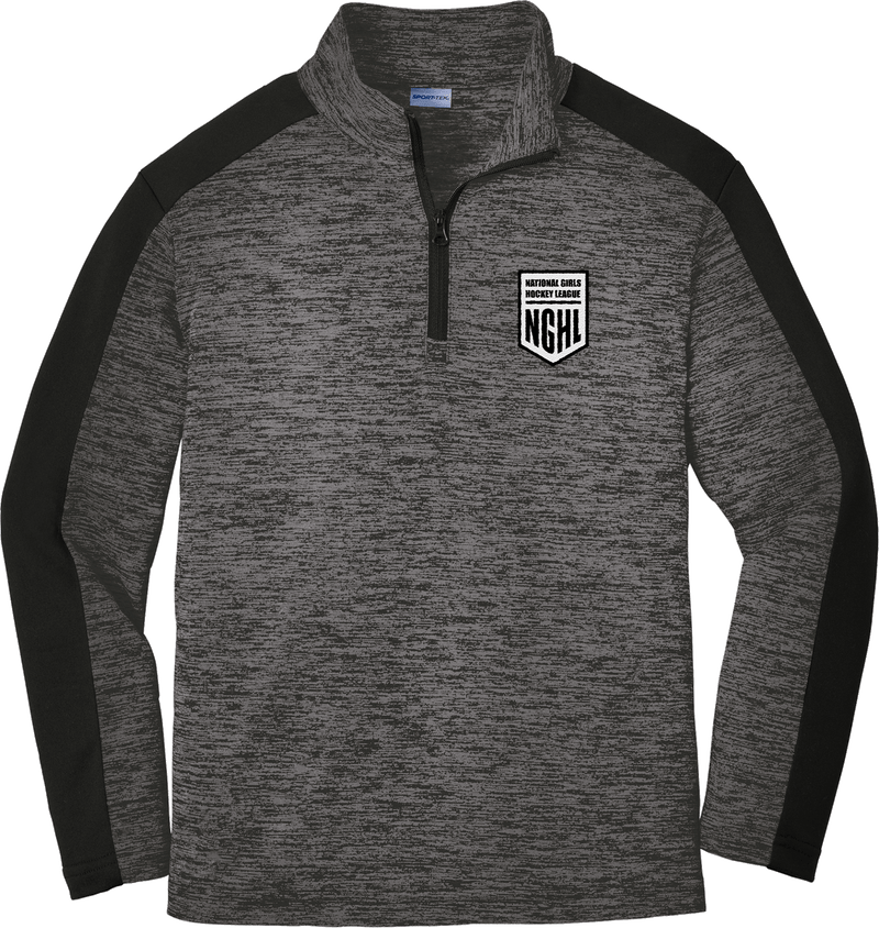 NGHL Youth PosiCharge  Electric Heather Colorblock 1/4-Zip Pullover